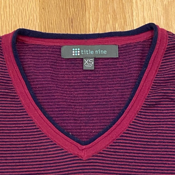 Title Nine Two V Neck Striped Tops / 1 Maroon / 2 Blue / Womens Size XS - Picture 10 of 16